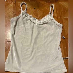 Lace lined ribbed tank top